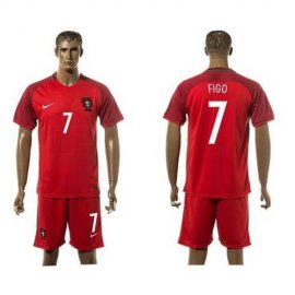 Portugal #7 Figo Home Soccer Country Jersey