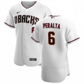Arizona Diamondbacks #6 David Peralta Mens Nike White Crimson Authentic Home Team MLB Jersey
