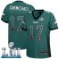 Nike Philadelphia Eagles #17 Harold Carmichael Midnight Green Team Color Super Bowl LII Womens Stitched NFL Elite Drift Fashion Jersey