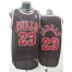 Chicago Bulls 23 jordan black jerseys (red stripe) Cheap