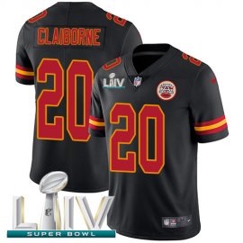 Nike Kansas City Chiefs #20 Morris Claiborne Black Super Bowl LIV 2020 Mens Stitched NFL Limited Rush Jersey