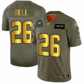 New York New York Jets #26 LeVeon Bell NFL Mens Nike Olive Gold 2019 Salute to Service Limited Jersey
