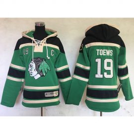 Chicago Blackhawks #19 Jonathan Toews Green Sawyer Hooded Sweatshirt Stitched Youth NHL Jersey
