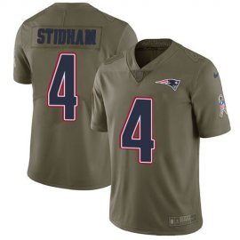 Nike New England Patriots #4 Jarrett Stidham Navy Blue Team Color Mens Stitched NFL Limited Rush Tank Top Jersey