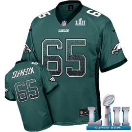 Nike Philadelphia Eagles #65 Lane Johnson Midnight Green Team Color Super Bowl LII Mens Stitched NFL Elite Drift Fashion Jersey