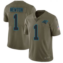 Nike Carolina Panthers #1 Cam Newton Olive Mens Stitched NFL Limited 2017 Salute To Service Jersey