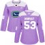 Adidas Vancouver Canucks #53 Bo Horvat Purple Authentic Fights Cancer Womens Stitched NHL Jersey