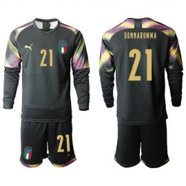 Italy #21 Donnarumma Black Long Sleeves Goalkeeper Soccer Country Jersey