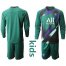 Paris Saint Germain Blank Green Goalkeeper Long Sleeves Kid Soccer Club Jersey