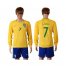 Brazil #7 D.Costa Home Long Sleeves Soccer Country Jersey