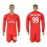 AC Milan #99 Donnarumma Red Goalkeeper Long Sleeves Soccer Club Jersey