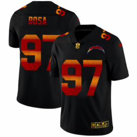 Los Angeles Chargers #97 Joey Bosa Mens Black Nike Red Orange Stripe Vapor Limited NFL Jersey
