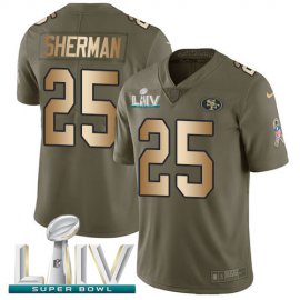 Nike San Francisco 49ers #25 Richard Sherman Olive/Gold Super Bowl LIV 2020 Youth Stitched NFL Limited 2017 Salute To Service Jersey