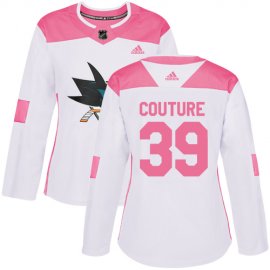 Adidas San Jose Sharks #39 Logan Couture White/Pink Authentic Fashion Womens Stitched NHL Jersey