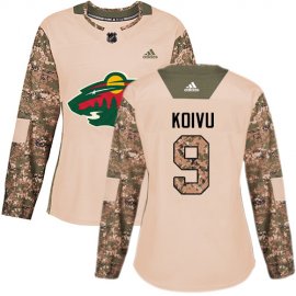 Adidas Minnesota Wild #9 Mikko Koivu Camo Authentic 2017 Veterans Day Womens Stitched NHL Jersey
