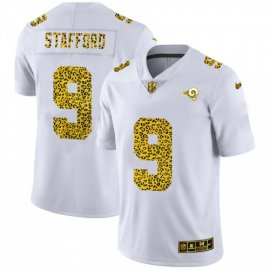 Los Angeles Rams #9 Matthew Stafford Mens Nike Flocked Leopard Print Vapor Limited NFL Jersey White