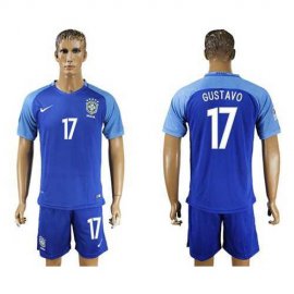 Brazil #17 Gustavo Blue Soccer Country Jersey