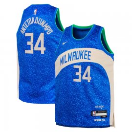 Giannis Antetokounmpo Milwaukee Bucks Nike Youth 2023/24 Swingman Replica Jersey – City Edition – Royal