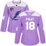 Adidas Tampa Bay Lightning #18 Ondrej Palat Purple Authentic 2022 Stanley Cup Final Patch Womens Fights Cancer Stitched NHL Jersey Womens