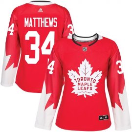 Adidas Toronto Maple Leafs #34 Auston Matthews Red Team Canada Authentic Womens Stitched NHL Jersey