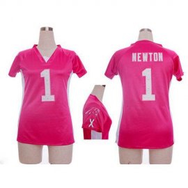 Nike Carolina Panthers #1 Cam Newton Pink Draft Him Name & Number Top Womens Stitched NFL Elite Jersey