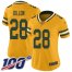Nike Green Bay Packers #28 AJ Dillon Gold Womens Stitched NFL Limited Inverted Legend 100th Season Jersey