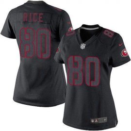 Nike San Francisco 49ers #80 Jerry Rice Black Impact Womens Stitched NFL Limited Jersey