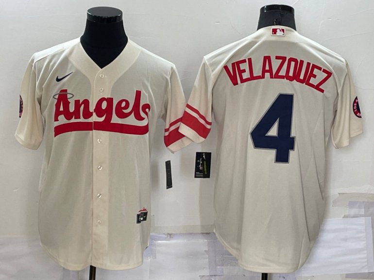 Angels 4 Andrew Velazquez Cream Nike 2022 City Connect Cool Base Jerseys Angels 4 Andrew Velazquez Cream Nike 2022 City Connect Cool Base Jerseys