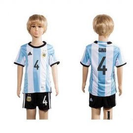 Argentina #4 Gino Home Kid Soccer Country Jersey