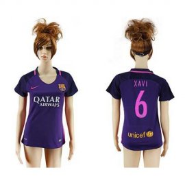Womens Barcelona #6 Xavi Away Soccer Club Jersey