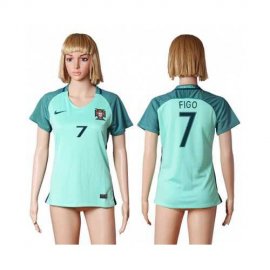 Womens Portugal #7 Figo Away Soccer Country Jersey