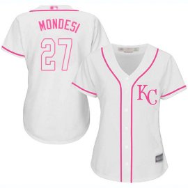 Kansas City Royals #27 Raul Mondesi White/Pink Fashion Womens Stitched MLB Jersey