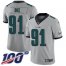 Nike Philadelphia Eagles #91 Fletcher Cox Silver Mens Stitched NFL Limited Inverted Legend 100th Season Jersey