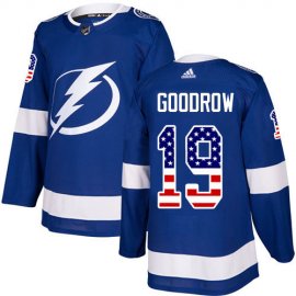 Adidas Tampa Bay Lightning #19 Barclay Goodrow Blue Home Authentic USA Flag Stitched NHL Jersey