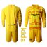 Barcelona Blank Yellow Goalkeeper Long Sleeves Kid Soccer Club Jersey