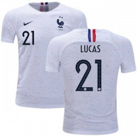 France #21 Lucas Away Kid Soccer Country Jersey