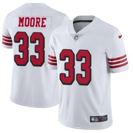 Nike San Francisco 49ers #33 Tarvarius Moore White Rush Mens Stitched NFL Vapor Untouchable Limited Jersey
