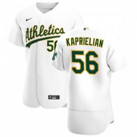 Oakland Athletics #56 James Kaprielian Mens Nike White Home 2020 Authentic Player MLB Jersey