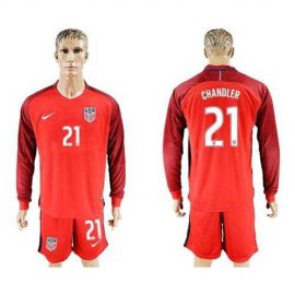 USA #21 Chandler Away Long Sleeves Soccer Country Jersey