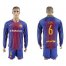 Barcelona #6 Xavi Home Long Sleeves Soccer Club Jersey