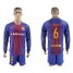 Barcelona #6 Xavi Home Long Sleeves Soccer Club Jersey