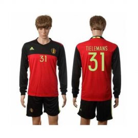 Belgium #31 Tilemans Red Home Long Sleeves Soccer Country Jersey