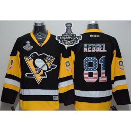 Pittsburgh Penguins #81 Phil Kessel Black Alternate USA Flag Fashion 2017 Stanley Cup Finals Champions Stitched NHL Jersey