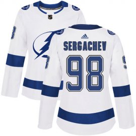 Adidas Tampa Bay Lightning #98 Mikhail Sergachev White Road Authentic Womens Stitched NHL Jersey