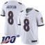 Nike Baltimore Ravens #8 Lamar Jackson White Mens Stitched NFL 100th Season Vapor Limited Jersey