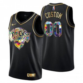 New York Knicks Custom Mens Golden Edition Diamond Logo 2021/22 Swingman Jersey – Black