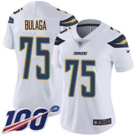 Nike Los Angeles Chargers #75 Bryan Bulaga White Womens Stitched NFL 100th Season Vapor Untouchable Limited Jersey