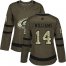 Adidas Carolina Hurricanes #14 Justin Williams Green Salute to Service Womens Stitched NHL Jersey