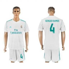 Real Madrid #4 Sergio Ramos White Home Soccer Club Jersey