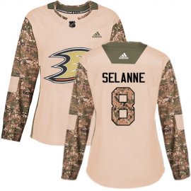 Adidas Anaheim Ducks #8 Teemu Selanne Camo Authentic 2017 Veterans Day Womens Stitched NHL Jersey